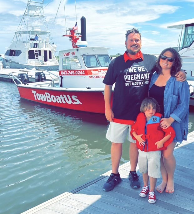 Capt. Evan Schollaert, TowBoatUS Holden Beach/Ocean Isle/Southport operations and manager/lead captain, with his family.